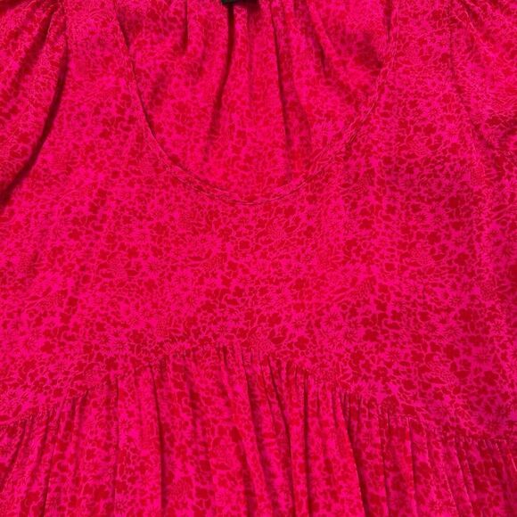 Hatch Maternity Floral Short-Sleeve Babydoll Dress Red Pink Size 1 Small - Picture 5 of 8